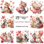 Art Joy Print Love Kitten Clipart