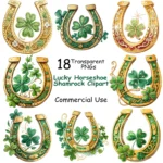 Lucky Horseshoe Shamrock Clipart