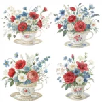 Patriotic Floral Teacup Clipart