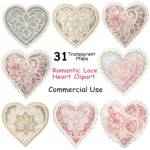Art Joy Print Romantic Lace Heart Clipart