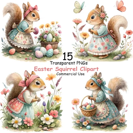 Art Joy Print Easter Squirrel Clipart