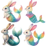 Easter Mermaid Bunny Clipart