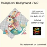 Easter Mermaid Bunny Clipart Fantasy Ocean Bunny Graphics Bundle Digital Download Commercial Use - Image 5