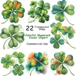 Art Joy Print Colorful Shamrock Clover Clipart