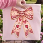 Art Joy Print Valentine Gemstone Bow Shirt PNG