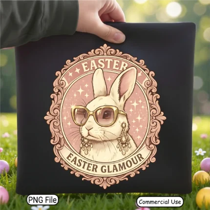 Retro Glam Easter Bunny PNG