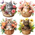 Art Joy Print Floral Cat Clipart