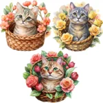 Art Joy Print Floral Cat Clipart