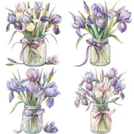 Art Joy Print Iris Mason Jar Clipart
