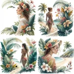 Art Joy Print Tropical Beach Girl Clipart