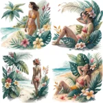 ArtJoyPrint Tropical Beach Girl Clipart
