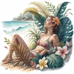 Art Joy Print Tropical Beach Girl Clipart