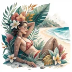 Art Joy Print Tropical Beach Girl Clipart