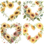 Art Joy Print Sunflower Heart Wreath Clipart