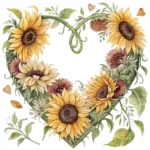 ArtJoyPrint Sunflower Heart Wreath Clipart