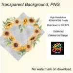 Sunflower Heart Wreath Clipart Rustic Floral Frames PNG Bundle Digital Download - Image 7