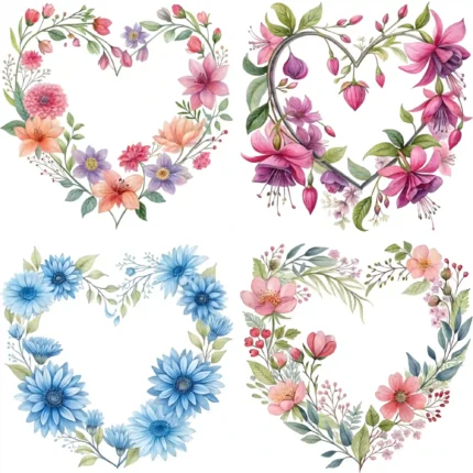 ArtJoyPrint Floral Heart Wreath Clipart