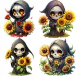ArtJoyPrint Chibi Sunflower Grim Reaper
