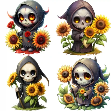 ArtJoyPrint Chibi Sunflower Grim Reaper