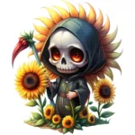 ArtJoyPrint Chibi Sunflower Grim Reaper