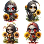 Art Joy Print Chibi Sunflower Grim Reaper