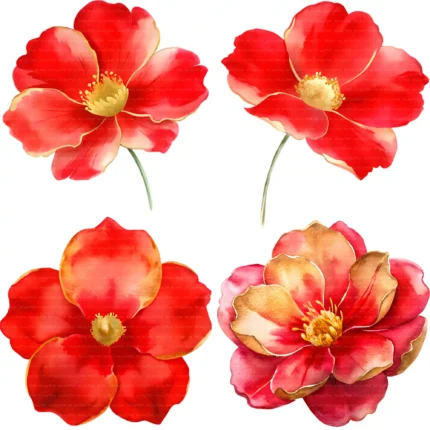 ArtJoyPrint Minimal Red Flower Clipart