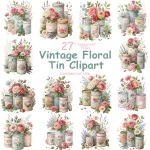 Art Joy Print Vintage Floral Tin Clipart
