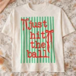 Art Joy Print Just Hit The Ball Bow Stripes Shirt PNG