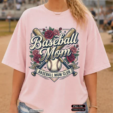 Art Joy Print Baseball Mom Shirt PNG